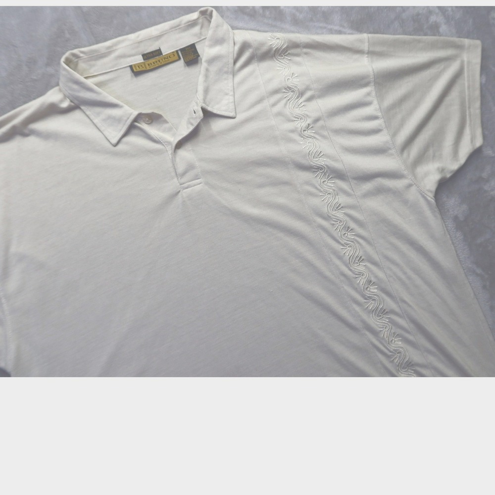 Bruno Ultra Soft Cream Embroidered Short Sleeve Polo Shirt‎ Mens 3XT Big & Tall